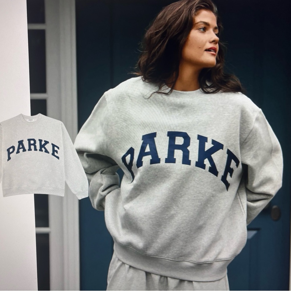 PARKE Varsity Crewneck Sweatshirt- gray & navy